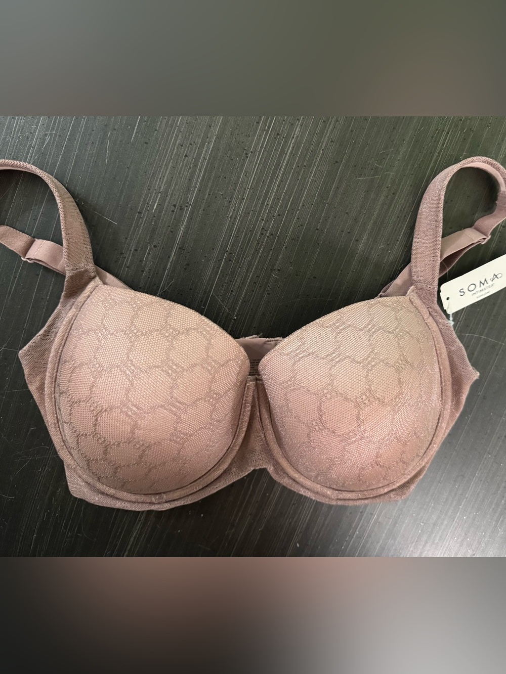 Soma NWT Stunning Support Geo Lace Full Coverage Bra French Mauve 34DDD